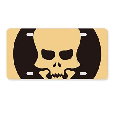 Imagem de DIYthinker Placa de carro de caveira vazada Happy Halloween acessório de aço inoxidável para decoração de carro