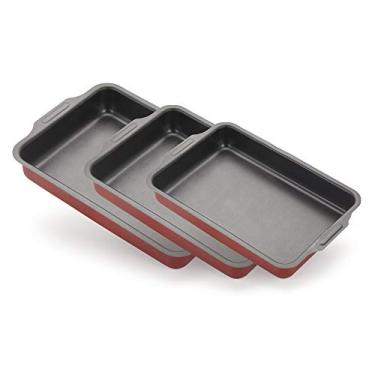 Imagem de Conjunto Assadeiras Antiaderente Retangular 3 pçs Vermelha