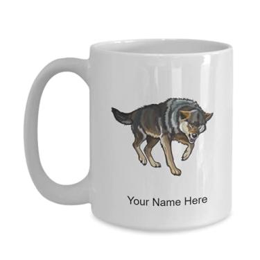 Imagem de Caneca de lobo personalizada, xícara de café de lobo, ideia de presente de lobo, copo de lobo personalizado, caneca de lobo personalizada - caneca de café de 425 g
