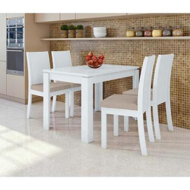 Imagem de Conjunto Sala De Jantar 4 Cadeiras Athenas 120 Lopas Branco/Veludo Nat
