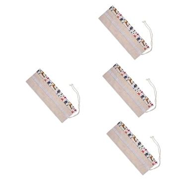 Imagem de Amosfun Rolo De 4 Peças Para Desenho Economia De Espaço Armazenamento Organizador De Lápis Estojo Para Estudantes Pincel De Lona ​​Vários Portátil Bolsa