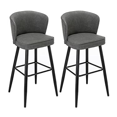 Imagem de Cadeiras de jantar, cadeiras de sala de jantar, banquetas de bar de metal, banquetas de bar de couro PU para cozinha, banquetas de bar, banqueta de balcão vintage de ferro forjado cadeira de café da manhã com pernas de metal apoio para os pés para cozinha banqueta de bar - Carga máxima