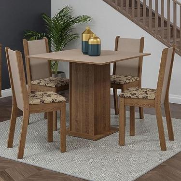 Imagem de Conjunto Sala de Jantar Mesa Tampo de Madeira 4 Cadeiras Briana Madesa