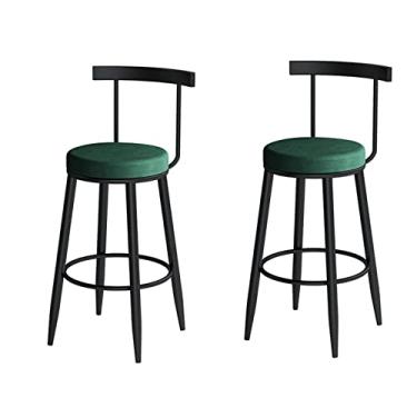 Imagem de Cadeiras de jantar cadeiras de sala de jantar banquetas de bar modernas conjunto de 2 cadeiras de bar estofadas de veludo assento de metal apoio para os pés para café da manhã balcão de bar cozinha ilha rosa altura do assento - 65/75 cm Tudo está bem