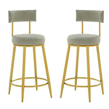 Imagem de Cadeiras de jantar, banquetas de bar, bancadas de bar, cadeiras com encosto coberto de veludo e apoio para os pés de metal para café da manhã, balcão de bar, cozinha e casa, tudo está bem