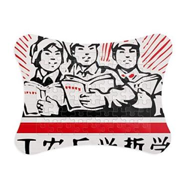 Imagem de Worker Camponês Soldado Vermelho China Moldura de quebra-cabeça Decoração Enfeite de jogo Quebra-cabeça