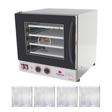 Imagem de Kit - Forno Turbo Prp-004 220v Preto + 4 Assadeiras - Progás 220v