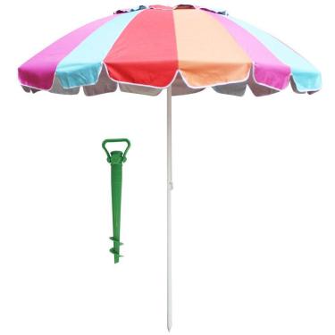 Imagem de Guarda Sol Ombrelone Central Articulado em Aço 2,20 m Poliester Colorido + Suporte Areia Importway