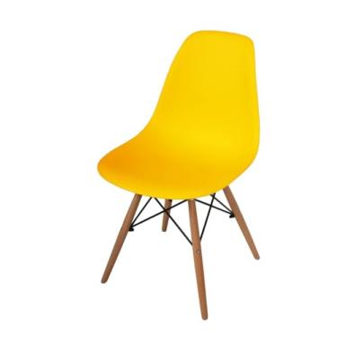 Imagem de Cadeira Para Escritório Eames Com Pés de Madeira Amarela Até 100kg