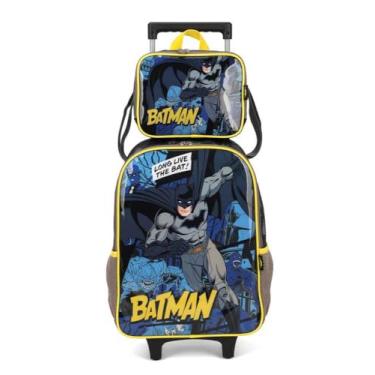 Imagem de Kit de Mochila de Rodinha e Lancheira Térmica Infantil Escolares do Batman by Luxcel 39252 (Preto)