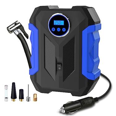 Imagem de Compressor de ar digital para bomba de carro portátil inflador de pneu com luz LED CC 12V, azul