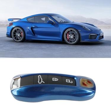 Imagem de Jaronx 2 peças de capa azul brilhante compatível com Cayenne Panamera 2018-2024/911 Carrera 2020-2024/Taycan 2020-2024, capas de chave de controle remoto de entrada sem chave