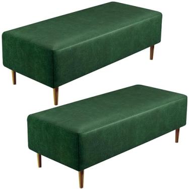 Imagem de Kit 02 Puffs Decorativos Sala Estar Bali W01 Pés Palito 120x50cm Facto Verde Musgo - Lyam Decor