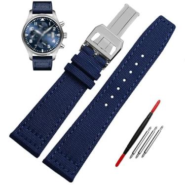 Imagem de IRJFP Pulseiras de relógio de nylon para IWC IW377724 IW371614 Pulseira de relógio 20mm 21mm 22mm pulseira preta azul verde exército cinto de pulso pulseira de relógio (cor: pino preto preto, tamanho: