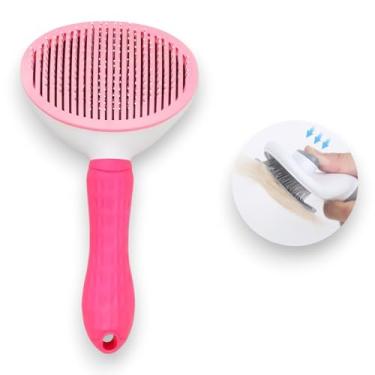 Imagem de Escova Rasqueadeira Premium Automática: Removedora de Pelos Garante Higiene Máxima para Seu Pet (Cães e Gatos), Ideal para Todas as Raças - NEXUS MARKET (Rosa)