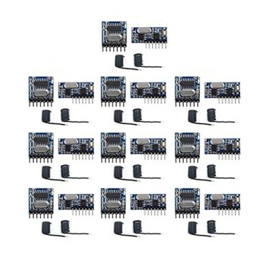 Imagem de QIACHIP Pacote com 10 Módulos RF 433Mhz RF Receptor e Transmissor Controle Remoto Código de Aprendizagem Integrado 1527 Decodificação, Saída de 4 Canais (Kit Transmissor e Receptor)