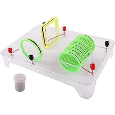 Imagem de Ímã de campo magnético de corrente física Bobina quadrada redonda Pó de ferro Eletromagnetismo físico Experimento Instrumento de ensino Modelo de ciências educacionais