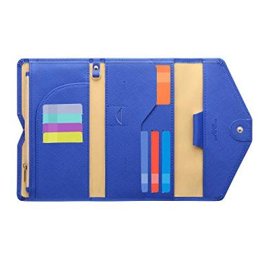 Imagem de ZOPPEN Carteira de viagem multiuso com bloqueio de RFID para passaporte Porta-cartão de vacina e passaporte, combo organizador de documentos com três dobras, essenciais para viagem, One Size, Casual