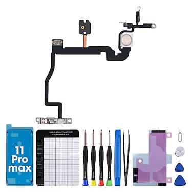 Imagem de DGSCSMY Para iPhone 11 PRO Max Botão de Energia Flash Luz Flex Substituição OEM On/Off Controle Fixo Microfone Lanterna Interruptor Montagem Metal Suporte Reparo Kit Completo de Ferramentas 11Promax