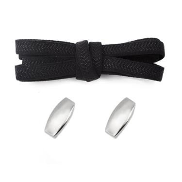 Imagem de Lock Elastic Laces Sneakers Tennis Shoelaces Without Ties Adult Kids Flat No Tie Shoelace For Shoes Accessories (Color : Black)