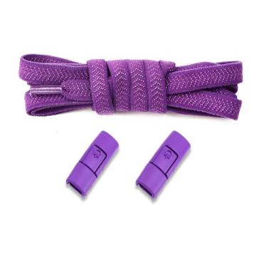 Imagem de No Tie Shoelaces Elastic Men And Women Casual Shoes Lazy Shoe Laces Colorful Press Metal Lock Flats Shoelace Accessories (Color : PURPLE)