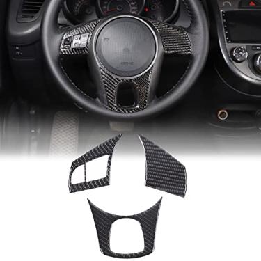 Imagem de Daeiclru Capa de acabamento de moldura de painel de volante adequada para Kia Soul 2009-2013, adesivo de decoração de volante de carro, capa de botão de volante (painel de volante, preto)