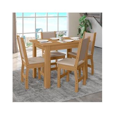 Imagem de Mesa Jantar Retangular Poliman Bellagio com 4 Cadeiras Estofadas
