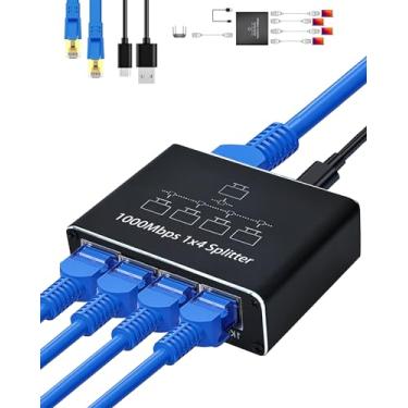 Imagem de LIEZHUA Divisor Ethernet 1 a 4, divisor de cabo Ethernet de alta velocidade de 1000 Mbps com cabo LAN Cat 6 [4 dispositivos de rede simultânea], extensão de rede LAN Gigabit RJ45 para cabo