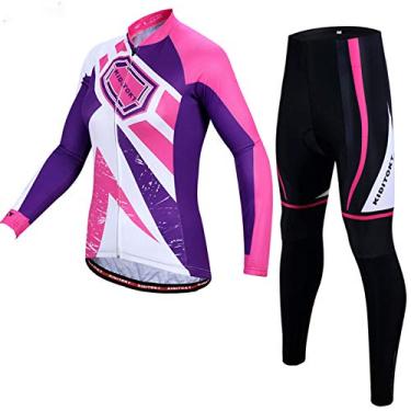 Imagem de Camisetas femininas de ciclismo - roupas de ciclismo femininas ternos superiores e inferiores, respiráveis e de alta elasticidade, multicolorido-3, M