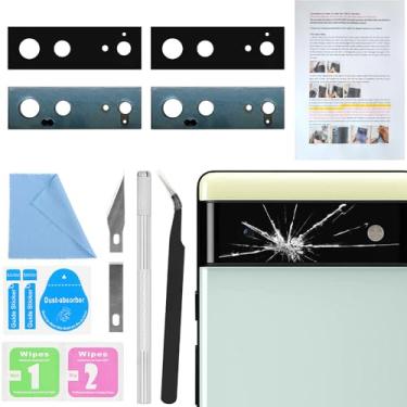 Imagem de 2 peças para substituição de vidro de lente traseira da câmera traseira ASDAWN para Google Pixel 6 com adesivo pré-instalado, kit de vidro de lente de câmera traseira Pixel 6 de 6,4 polegadas com