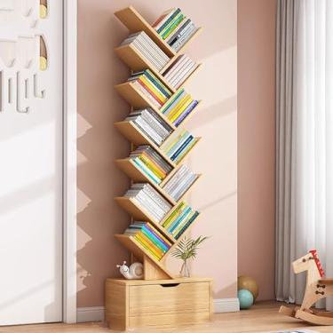 Imagem de Prateleira de armazenamento em forma de árvore com armário, estante de madeira industrial aberta para livros, CDs, plantas, organizador