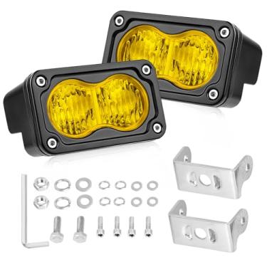 Imagem de Cápsulas de LED amarelas, luzes de neblina AKD Part de 7,6 cm, luzes de neblina LED CREE 40 W, amarelas, pequenas, luzes de vala, luzes de condução off-road, 2 pacotes para bicicleta suja,