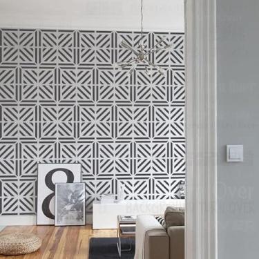 Imagem de Estêncil quadrado geométrico de 60 cm, tinta mandala, grande para decoração, modelo, paredes reutilizáveis, padrões de parede de nicho grande, móveis de azulejos, estampa de pintura de scrapbooking