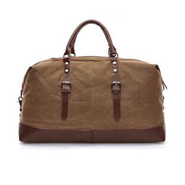 Imagem de Mala De Viagem Masculina Executiva De Lona E Couro Compartimento Para Notebook Grande E Resistente - ZAFIN (Marrom)