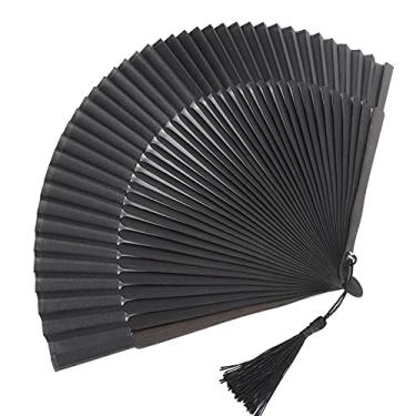 Imagem de Leque Dobrável de Seda, Decoração Elegante, Cavalheiro, Manga Clássica, Leque Grande, Ventilador Japonês, Preto, Pincéis