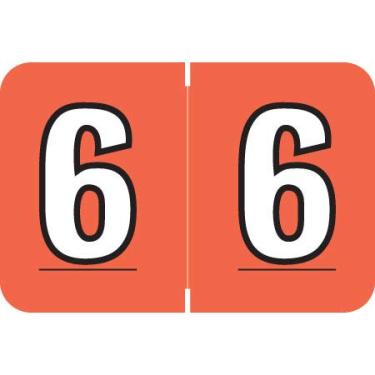 Imagem de Doctor Stuff - File Folder Labels, Number 6, COLWELL JEWEL TONE Match - CONM Series Chart Stickers, Dark Coral, 1" x 1-1/2", #6, 500/Roll