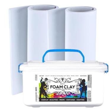 Imagem de Air Dry Clay Foam (White 1500g) and EVA Foam (35cm x 150cm x 5mm Foam Roll) - Cosplay Foam and Clay Kit - Quick Air Drying Clay Foam - Flexible Air Dry Foam Clay for Cosplay