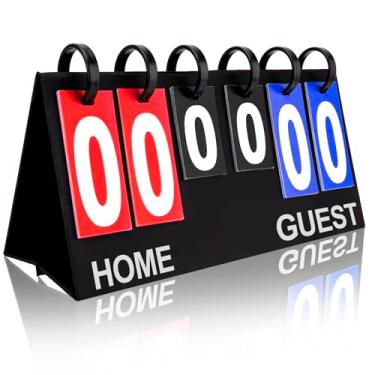 Imagem de IVONNEY Flip Scoreboard Tabletop Score Flipper, placar portátil de futebol, marcador de pontuação flip, placar ao ar livre cartas flip para basquete, vôlei, tênis, esportes – placar de 6 dígitos