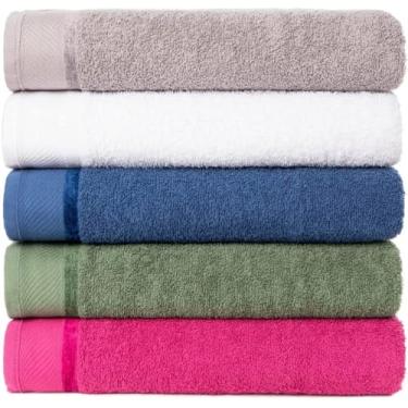 Imagem de KIT C/5 Toalhas De Banho 100% Algodão Banhão Gigante Eleganz - Sortidas 75cm x 1,50cm