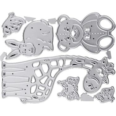 Imagem de Urso para borboleta cortado para fazer cartões, moldes de corte de metal de girafa, parabéns, cortes de animais, modelo de estênceis em relevo para decoração de scrap-booking, casamento, cartão de