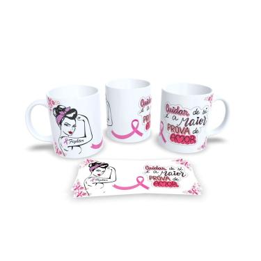 Imagem de Canecas Branca de Porcelana Personalizadas Outubro Rosa