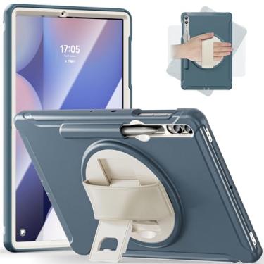 Imagem de Junfire Capa protetora para Galaxy Tab S10 Plus 12,4 polegadas 2024, capa à prova de choque para Samsung Tab S9FE+/S9+/S8Plus/S7FE/S7Plus com suporte giratório de 360°/alça de mão/suporte de caneta