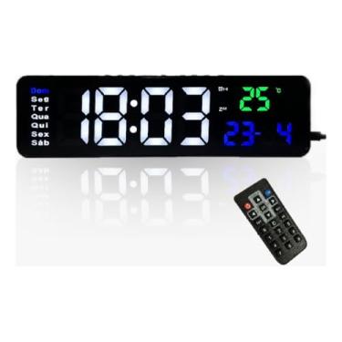 Imagem de Relógio Digital de Parede LED Genérico com Controle Remoto - Preto, Branco, Verde, Azul - TIMER - Plástico - Relógio - Cronômetro e Alarme - 17100723011