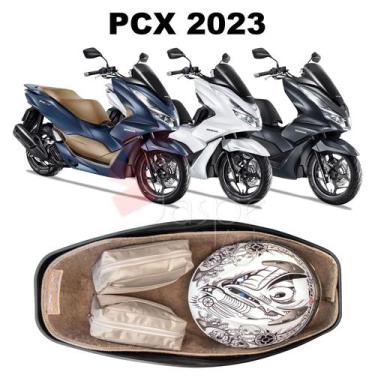 Imagem de Forração Honda Pcx Dlx 2023 Acessório Forro Premium Baú Bege - Jaspe A