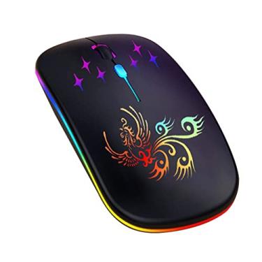 Imagem de Mouse óptico sem fio 2.4G+BT3.0+BT5.2 Mouse ergonômico de 3 modos Bateria recarregável de 500mAh integrada para PC Laptop Preto