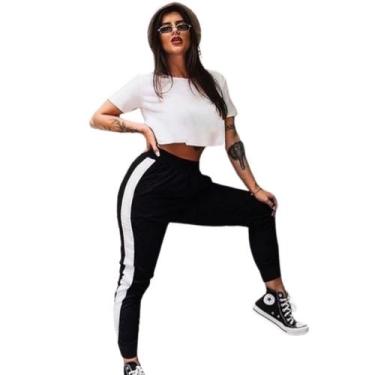 Imagem de Calça Jogger Feminina No Crepe de Malha - Momento vestido, GG, Preto