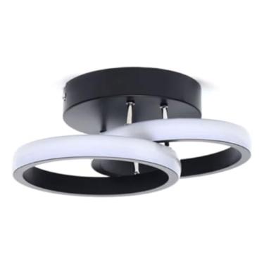 Imagem de Luminária Lustre de Led Plafon Pendentes Redondo Preto, Branco 32cm Led 3 em 1 Bivolt (Preto)