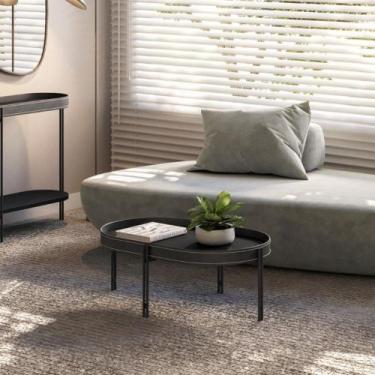 Imagem de Mesa de Centro 93cm Mônaco Linea Brasil, PRETO TEX