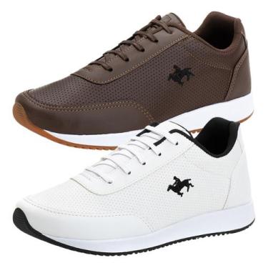 Imagem de Kit 2 pares de Tênis Masculino Sapatenis Casual da Polo Vili, Branco, 