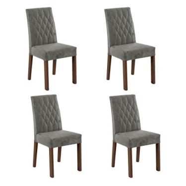 Imagem de Kit 4 Cadeiras de Jantar 4256 Madesa, Rustic/Silver